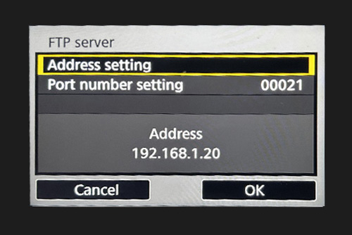 FTP server setting