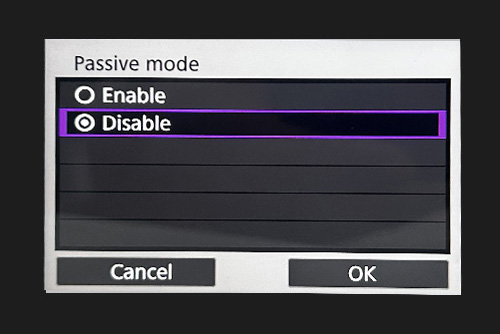 Disable Passive mode