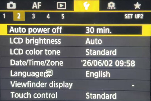 Camera Power Settings