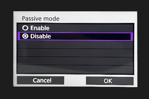 Disable Passive mode