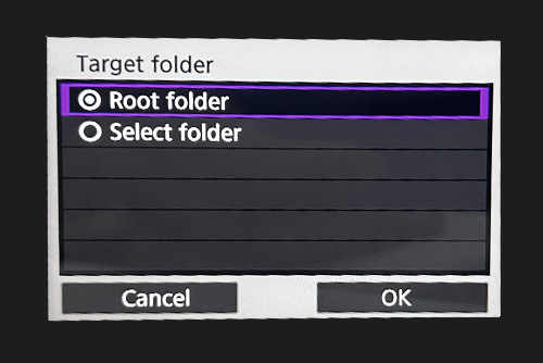Target folder