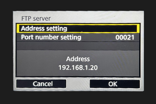 FTP server setting